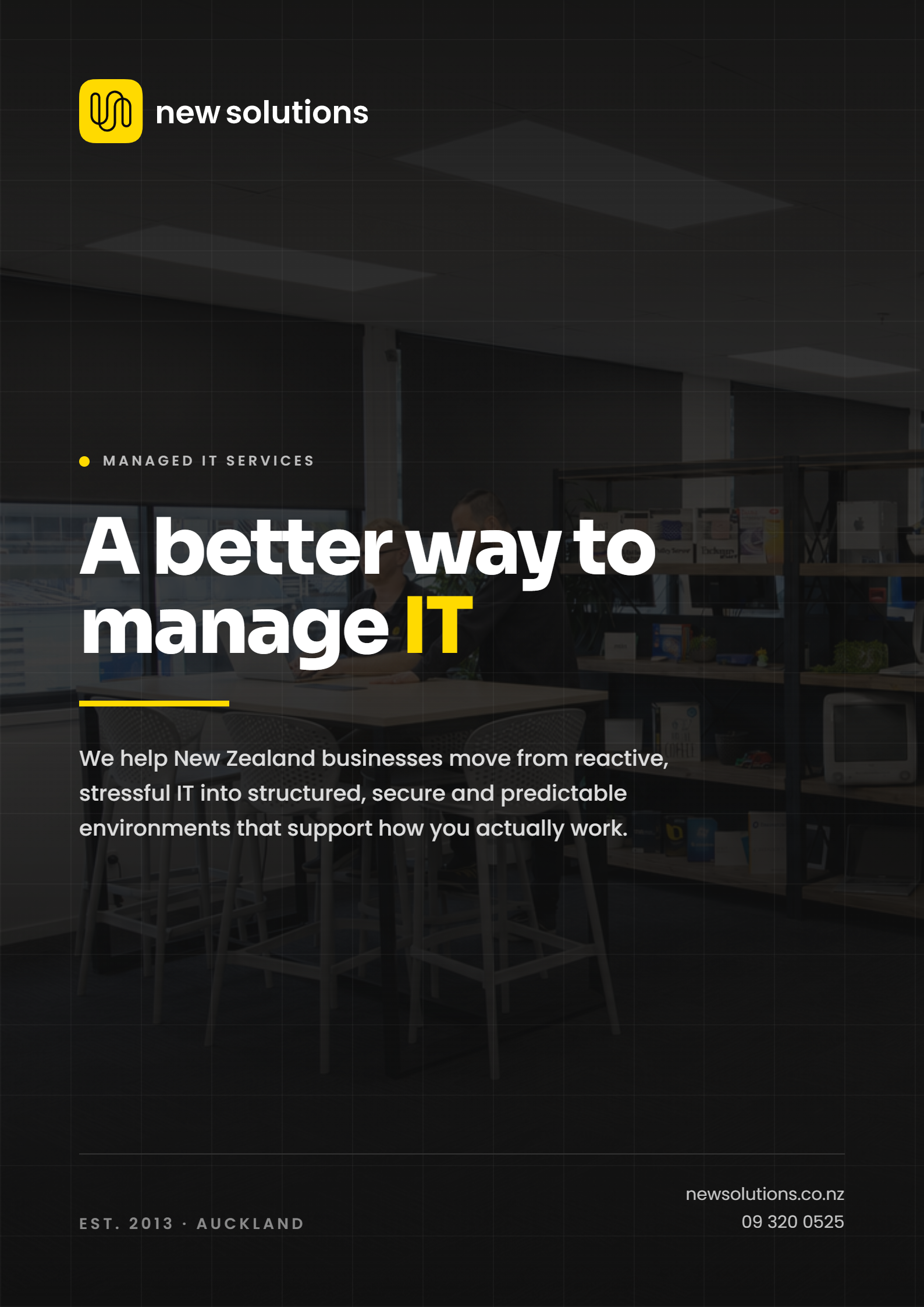 Cover of the New Solutions services brochure