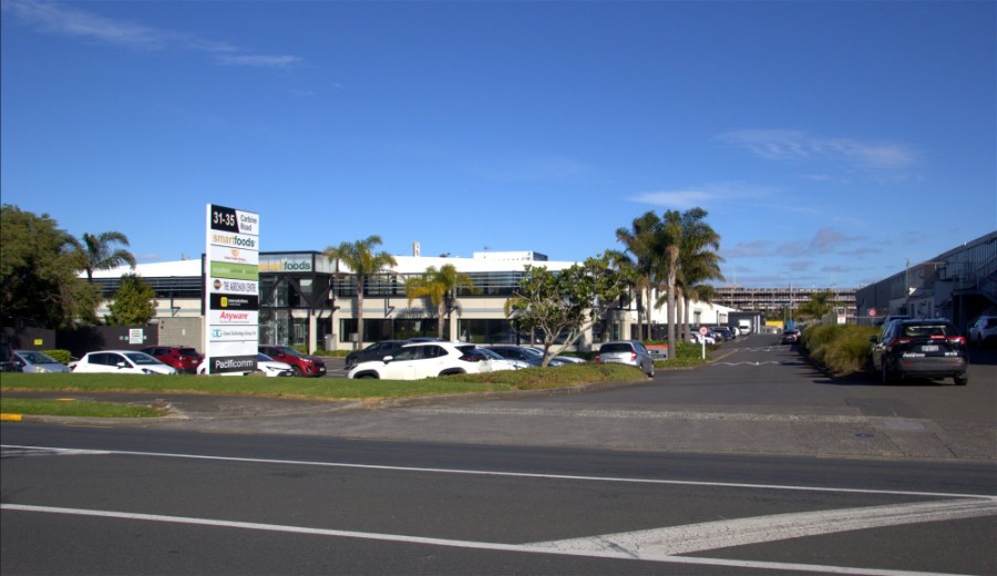 The office building at 31-35 Carbine Road, Mount Wellington, seen from the street